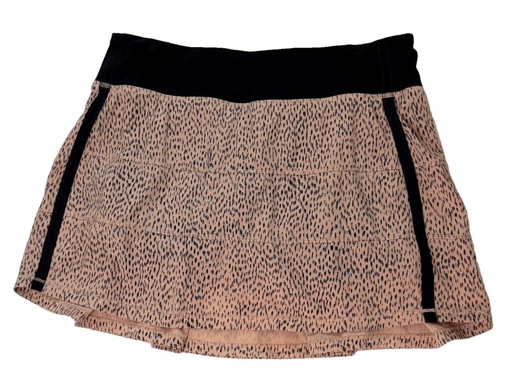 Lululemon Pace Rival Skirt Dottie Dash Black Logo 8 Tall Skort Tennis Golf